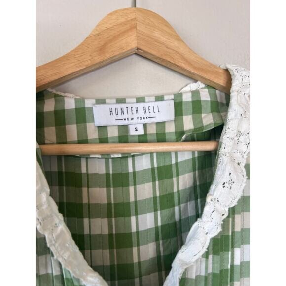 NEW Hunter Bell Pull Over Design High Neck Ruffled Mia Top Green Size: Small - Picture 4 of 7